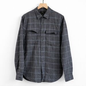 Vince Gray Blue Plaid Button Down Shirt Mens Medium 100% Cotton Flannel